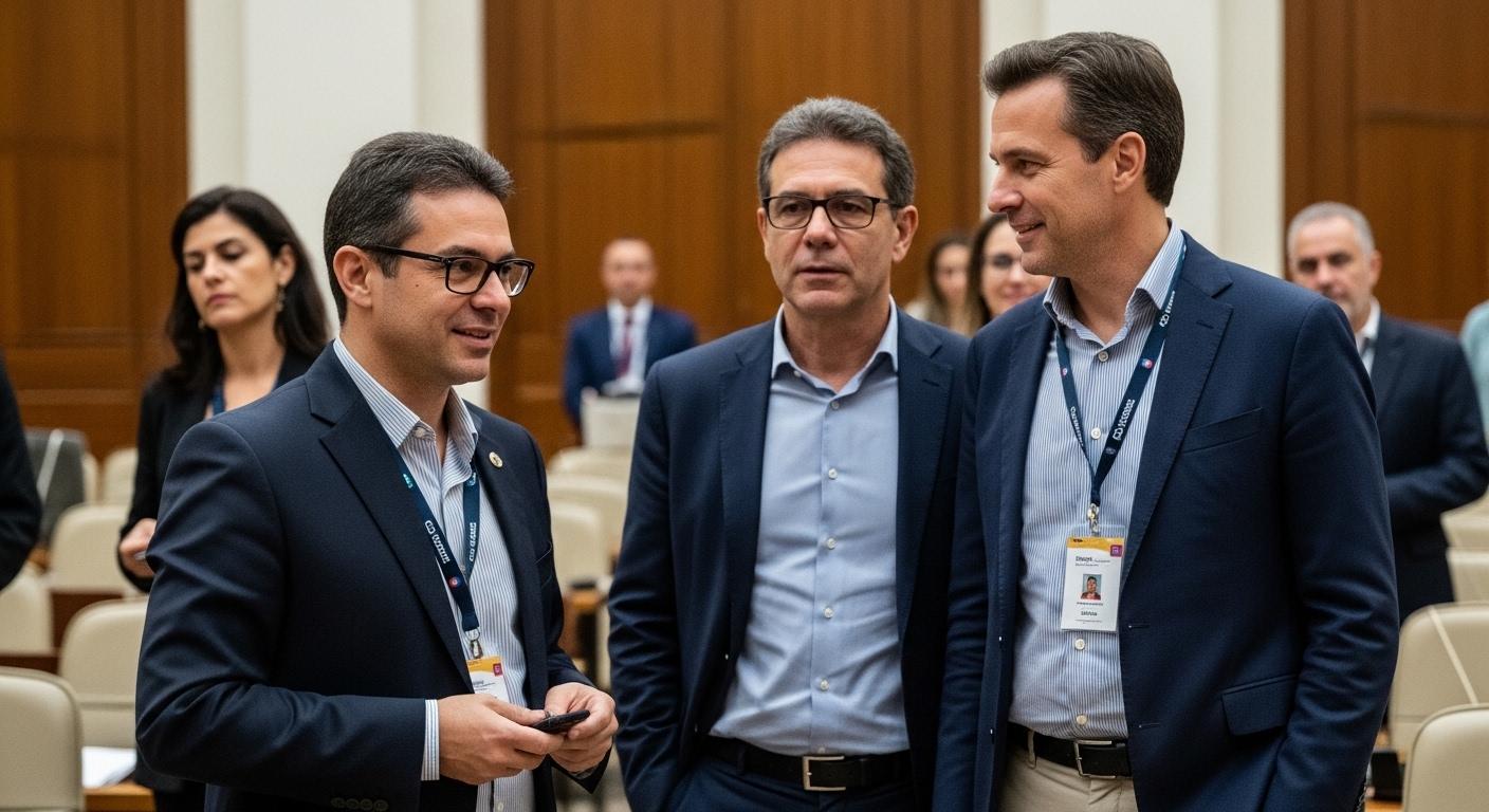 Seniors in a modern lifestyle medicine community with care staff in a Brazilian setting.