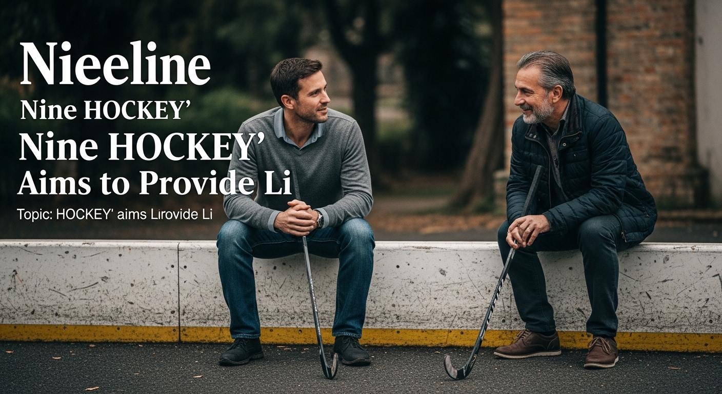 Brazilian lifestyle scene with people engaging in hockey-related activities in an urban setting.